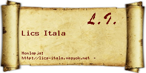 Lics Itala névjegykártya